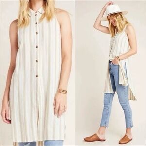 Anthropologie Beige and Cream Button-Down Top